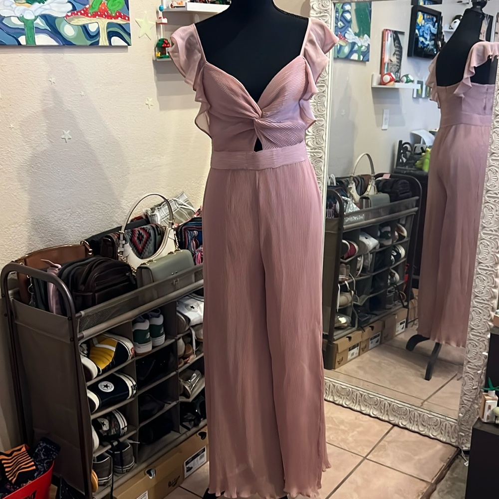 Floret Studios Plisse Pleated Wide Leg Jumpsuit